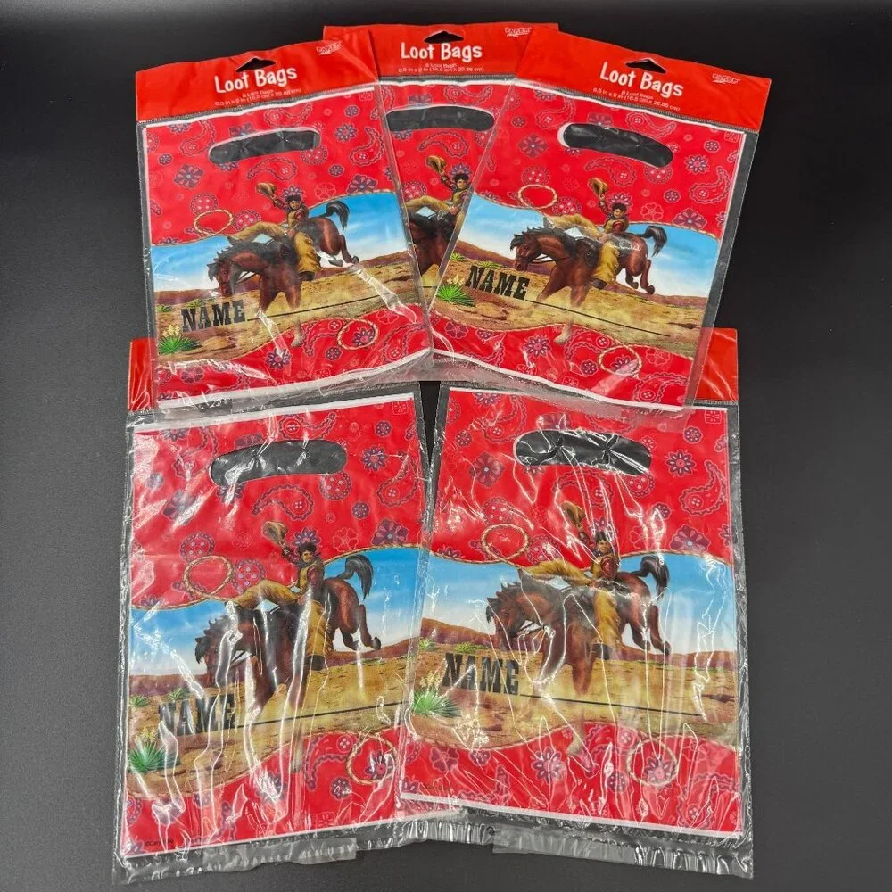 Rodeo Cowboy Loot Treat Bags Paper Art Western Kids Birthday Party
